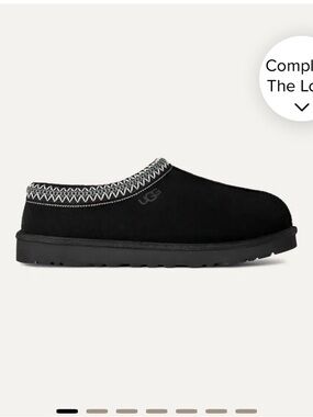 UGG Black Suede Slip-On Mule with Contrast Stitching